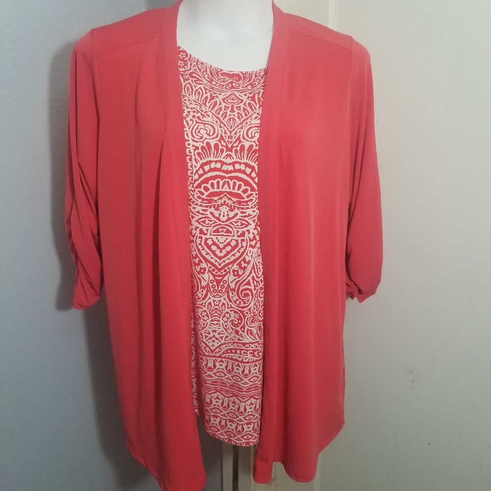 Suzan Graver Coral Cardigan and Tanktop Set / 1x